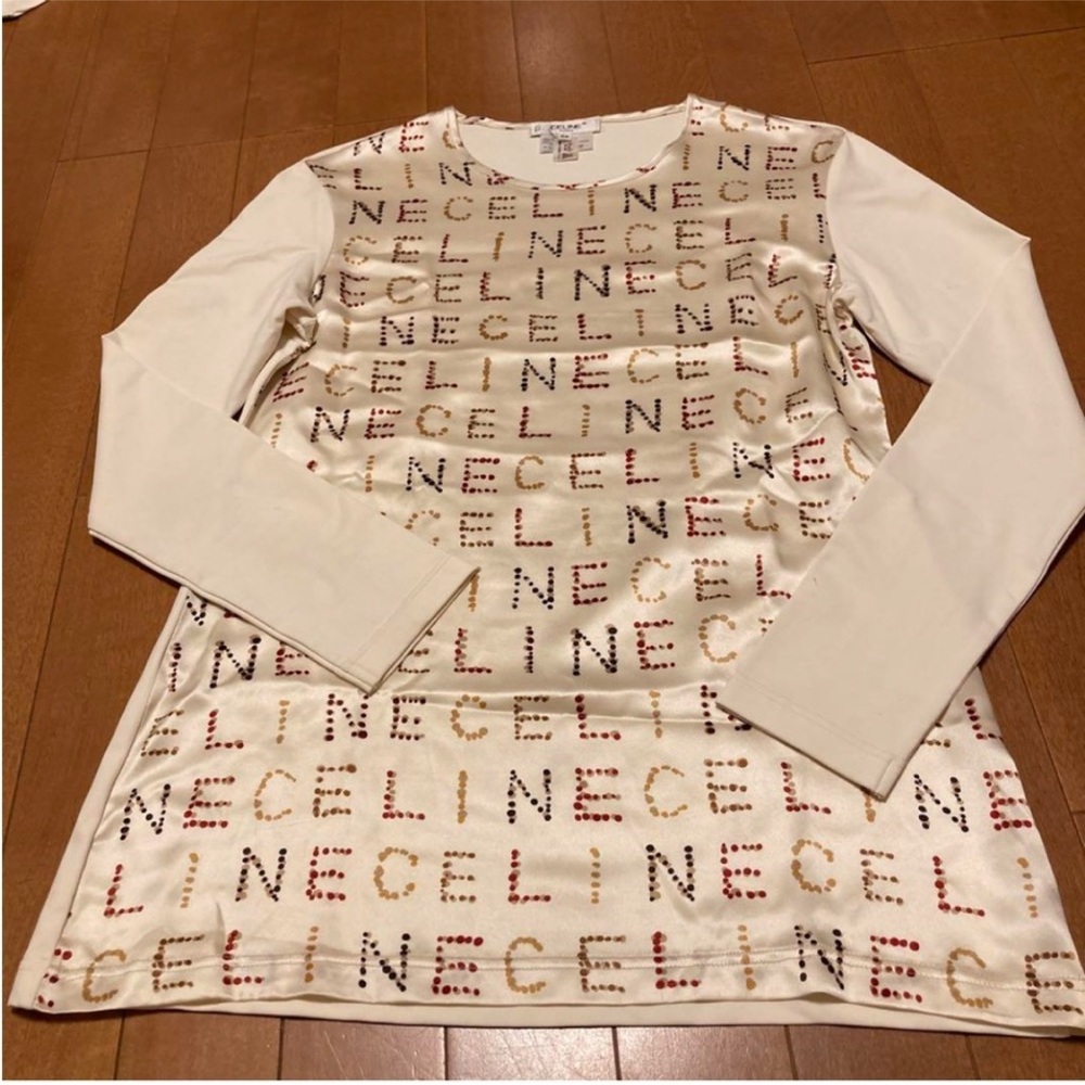 CELINE vintage logo long sleeve blouse top shirt size medium large size 38 M / L